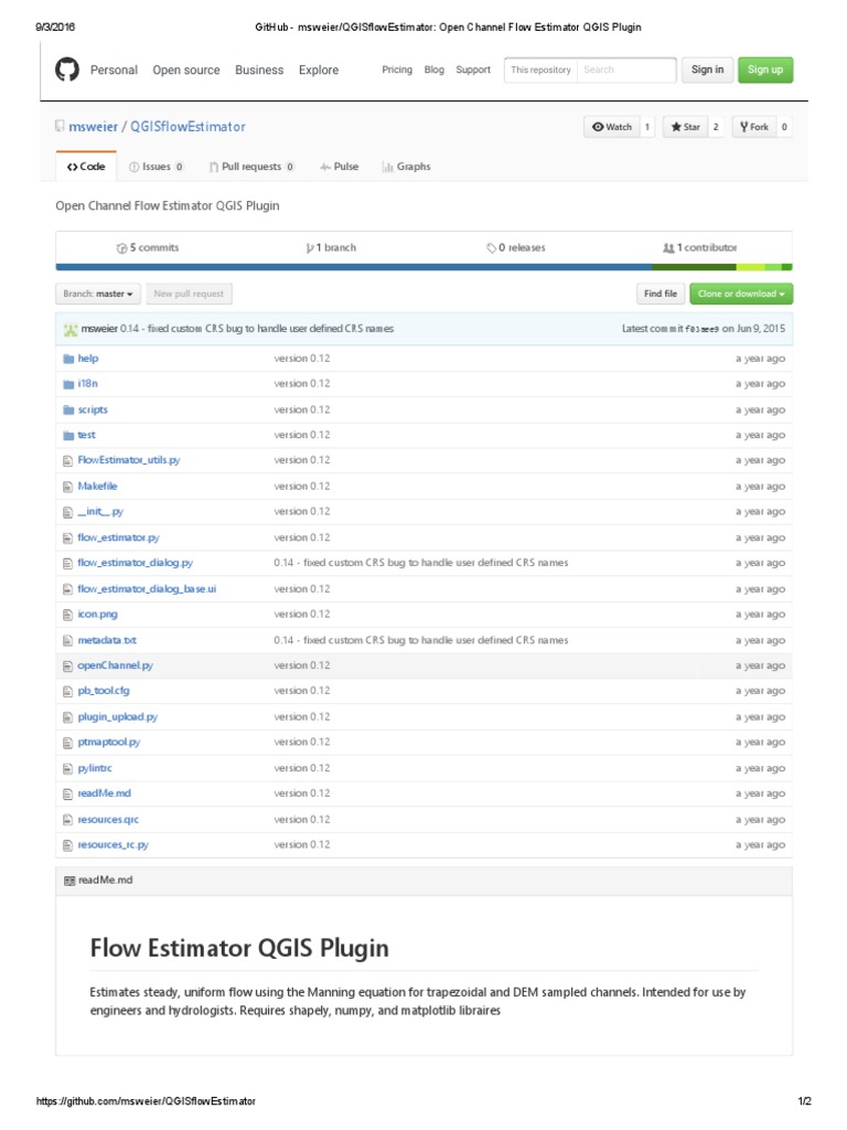 GitHub - Msweier - QGISflowEstimator - Open Channel Flow Estimator QGIS ...
