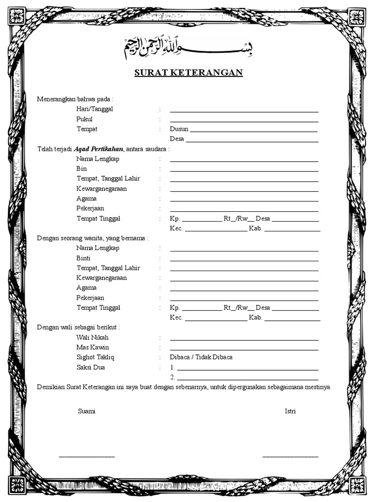 Contoh Surat Kuasa Wali Nikah - Contoh Surat