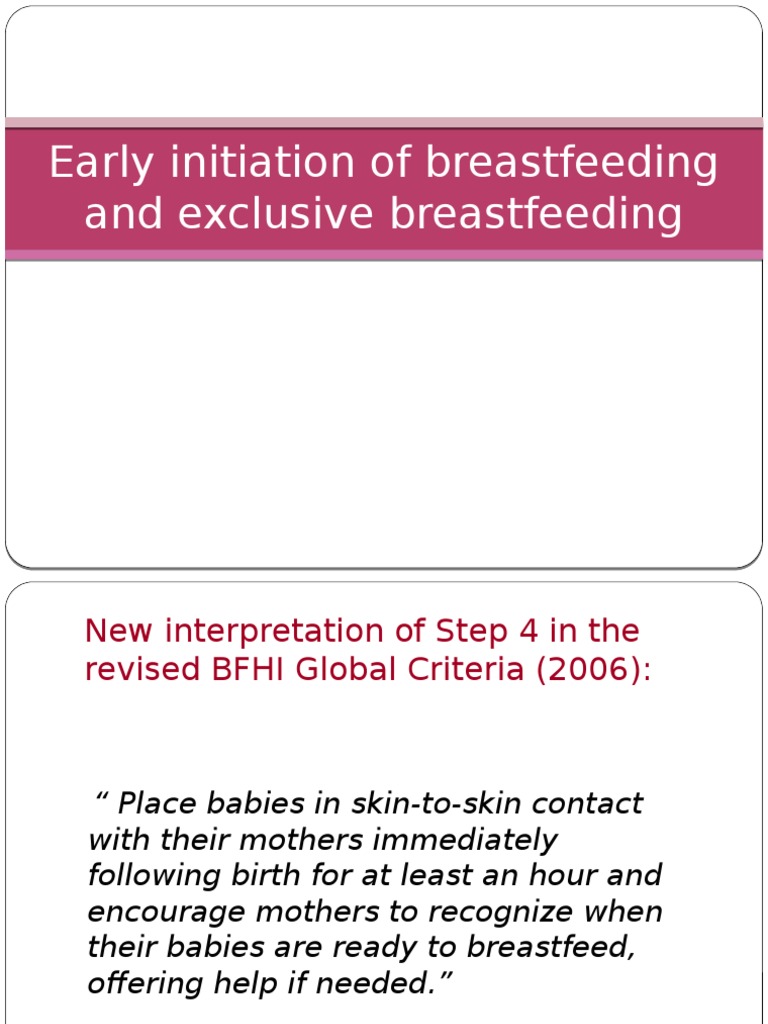 Benefits of Early Exclusive Breastfeeding | PDF | Breastfeeding ...