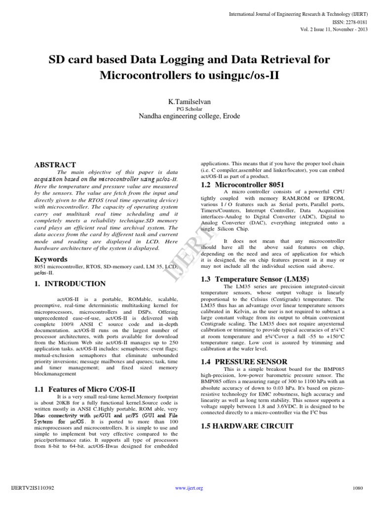 Data Logging with SD Card & μc/OS-II | PDF | Microcontroller | Central ...
