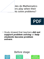 What Roles Do Mathematics Teachers Play When Their Students Solve Problems?