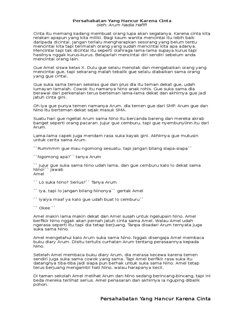 Persahabatan Yang Hancur Karena Cinta