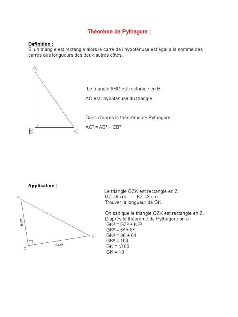 Theoreme De Pythagore