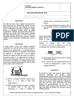 Lista de Exercícios #05 - Energia Cinética e Trabalho - Física I