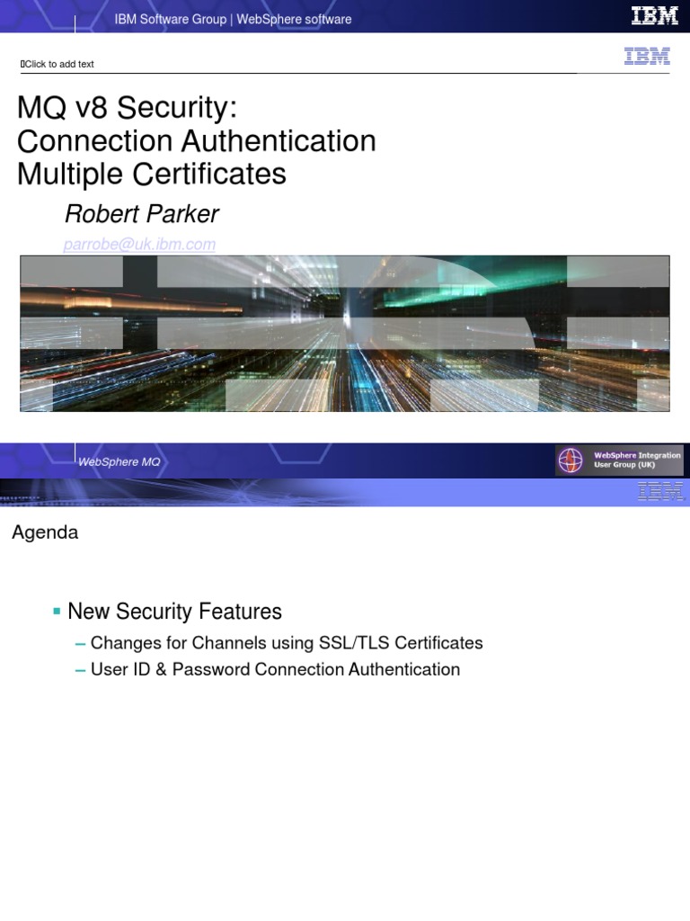 MQ v8 Connauth Multiple Certs PDF Transport Layer Security Public