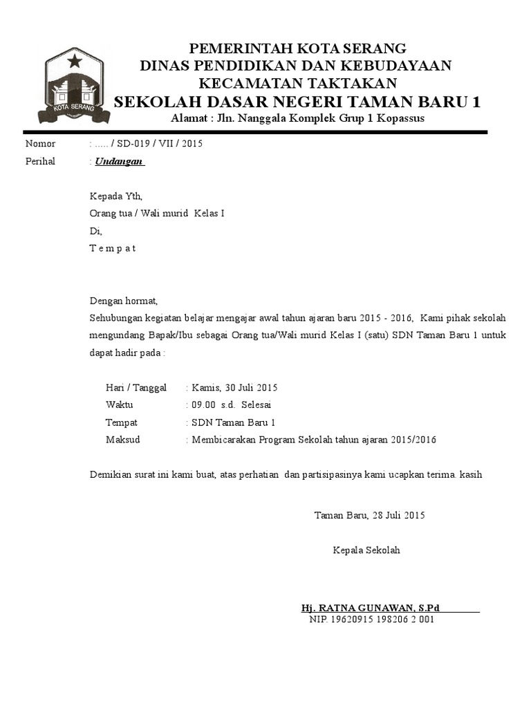 9800 Koleksi Contoh Undangan Rapat Orang Tua Murid Tahun Ajaran Baru Terbaik Gratis