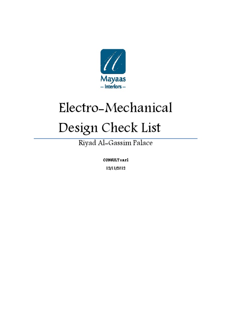 Electromechanical Design Checklist | PDF | Electrical Wiring | Electricity