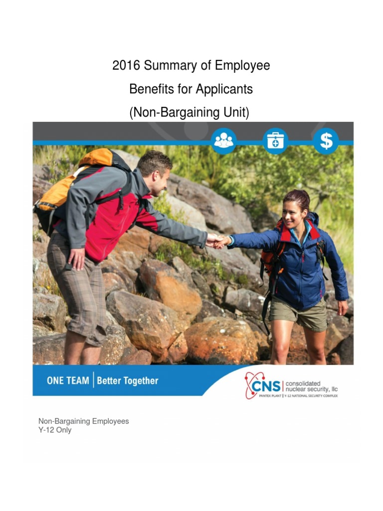 2016 Summary of Employee Benefits For Applicants (NonBargaining Unit