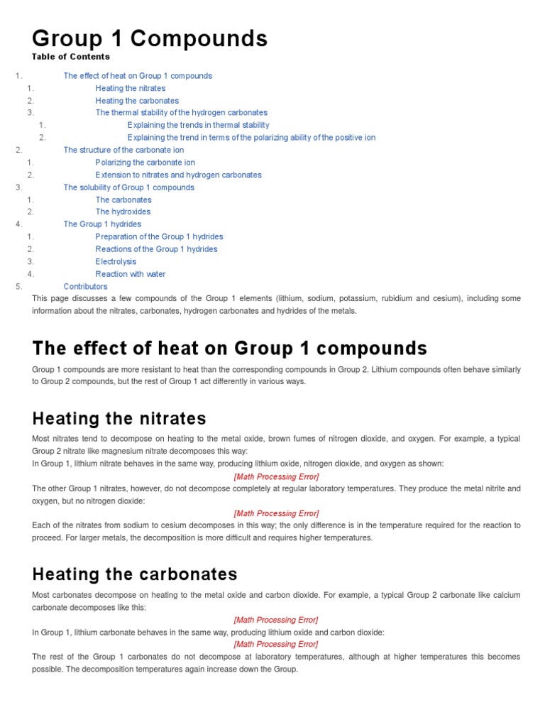 Solubility Trends in Group 1 Carbonates | PDF | Carbonate | Ion