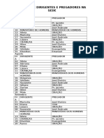 Escala de Dirigentes e Pregadores Na Sede