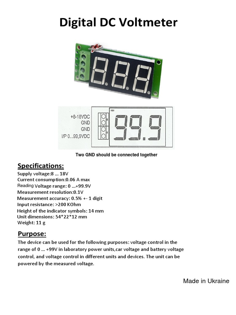 Digital DC Voltmeter Specifications | PDF | Science & Mathematics ...