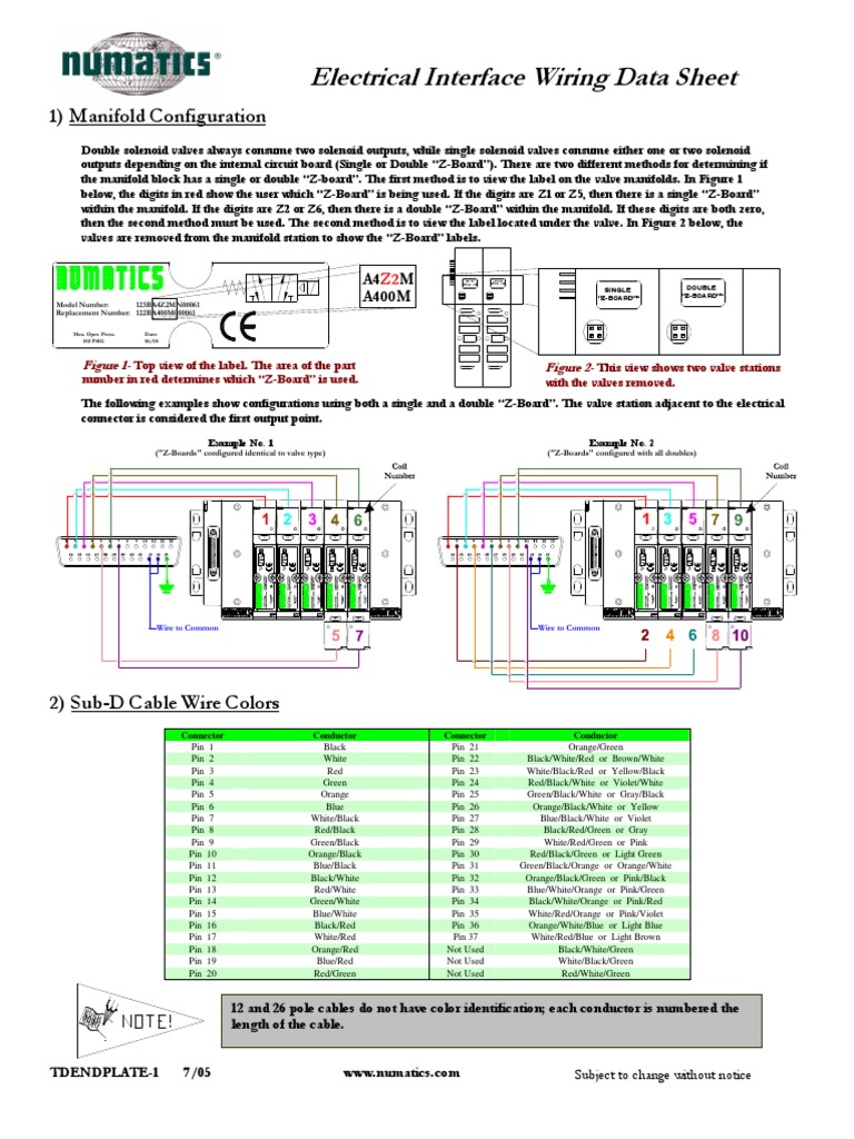 Numatics Wiring Endplate Document Datasheet Green Electrical Connector