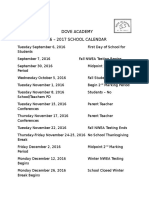 Dove Academy 16-17 Parent Calendar