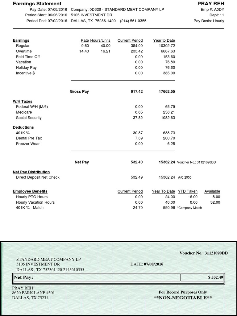 Earn Statement | PDF | Finance & Money Management