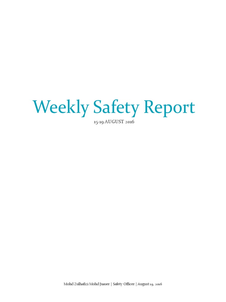 Weekly Safety Report Summary | PDF | Personal Protective Equipment | Safety