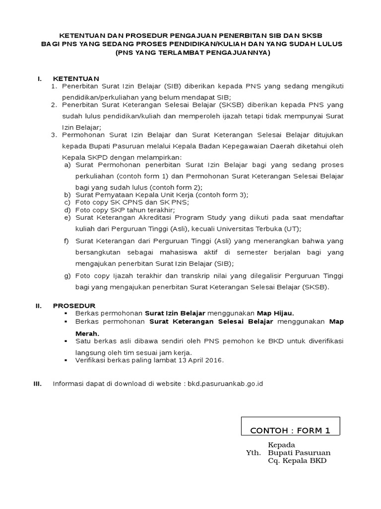 Prosedur SIB dan SKSB PNS Pasuruan | PDF | Karier & Perkembangan