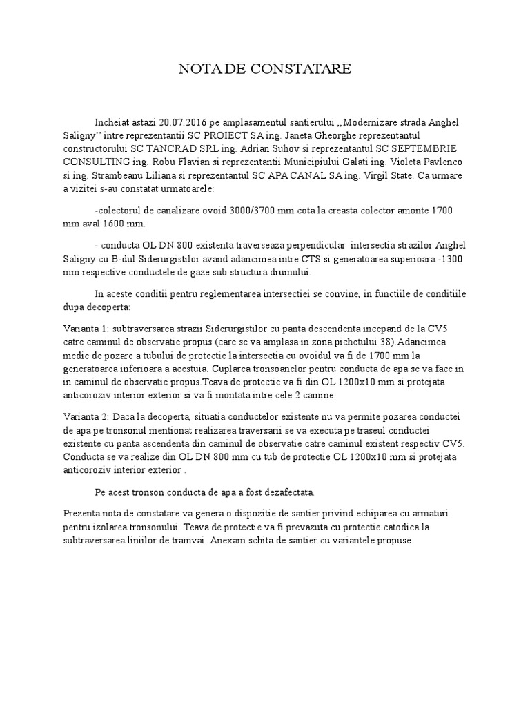 Nota de Constatare | PDF