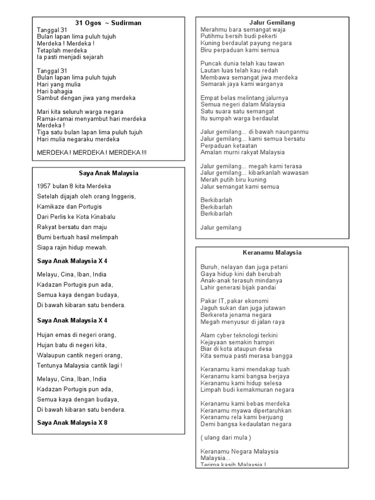 Lirik Lagu Lagu Patrotik Pdf