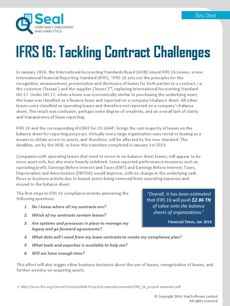 Seal IFRS 16 Datasheet | PDF | International Financial Reporting ...