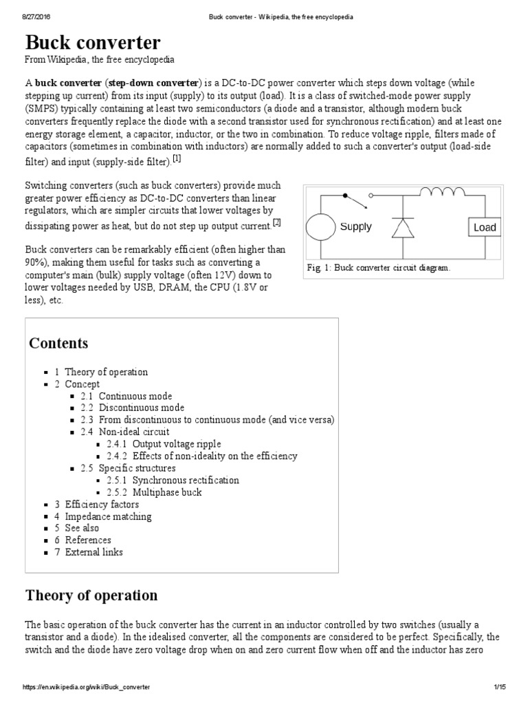 Buck Converter Wikipedia, The Free Encyclopedia Electronic
