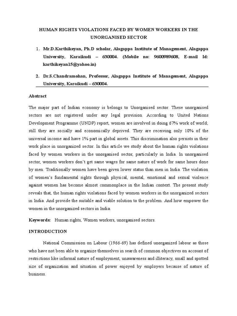Human Rights Violations of Women Workers | PDF | Workforce | Trade Union