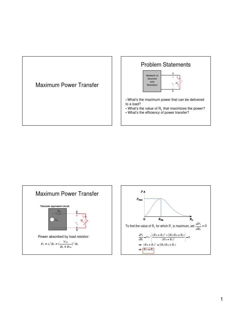 Maximum Power Transfer Analysis Guide | PDF