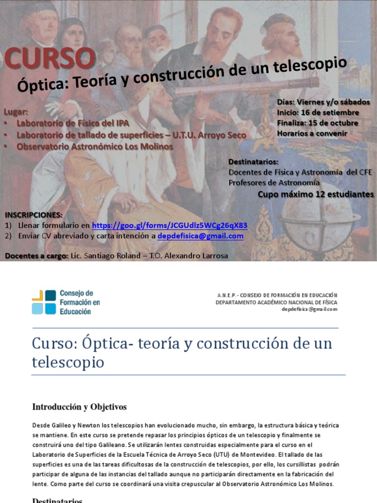 Curso Óptica Teoría y Construcción de Un Telescopio | PDF | Telescopio ...