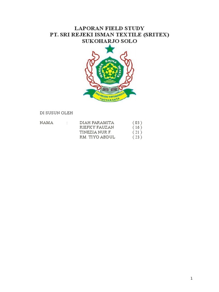 Laporan Kegiatan Field Study Sritex | PDF | Bisnis