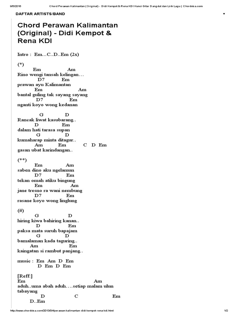 Chord Didi Kempot Prawan Kalimantan Chord Walls