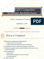 CS352H Computer Systems Architecture: Lecture 2: Instruction Set Architectures I September 1, 2009