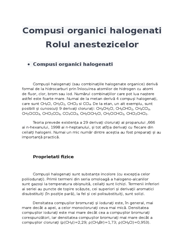 Compusi Organici Halogenati | PDF