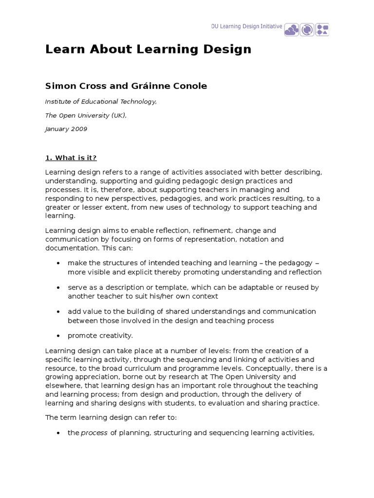 Learn About Learning Design V7 Pdf Instructional Design Design