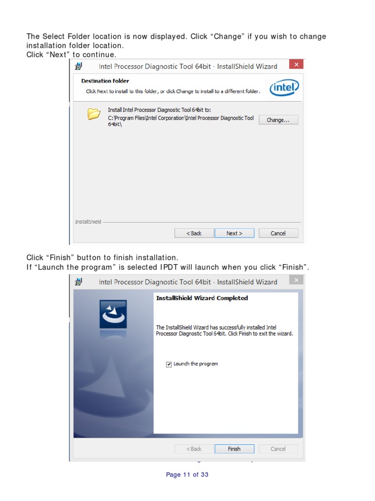 The Intel® Processor Diagnostic Tool - Help Page 11 of 33 | PDF | Computers