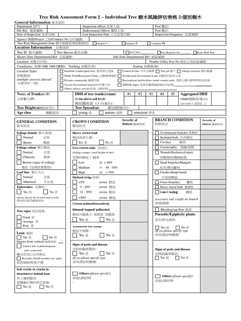 Assessment Form For Tree | PDF