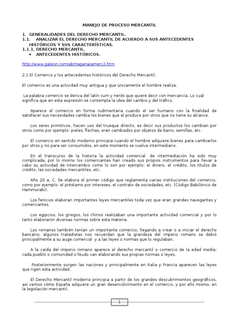 Generalidades del Derecho Mercantil Comercio Gobierno