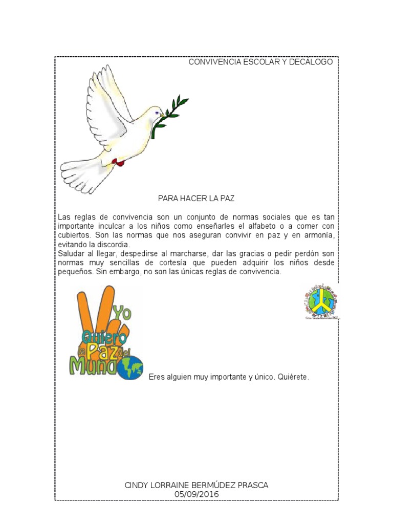 Convivencia Escolar y Decálogo para Hacer La Paz | PDF