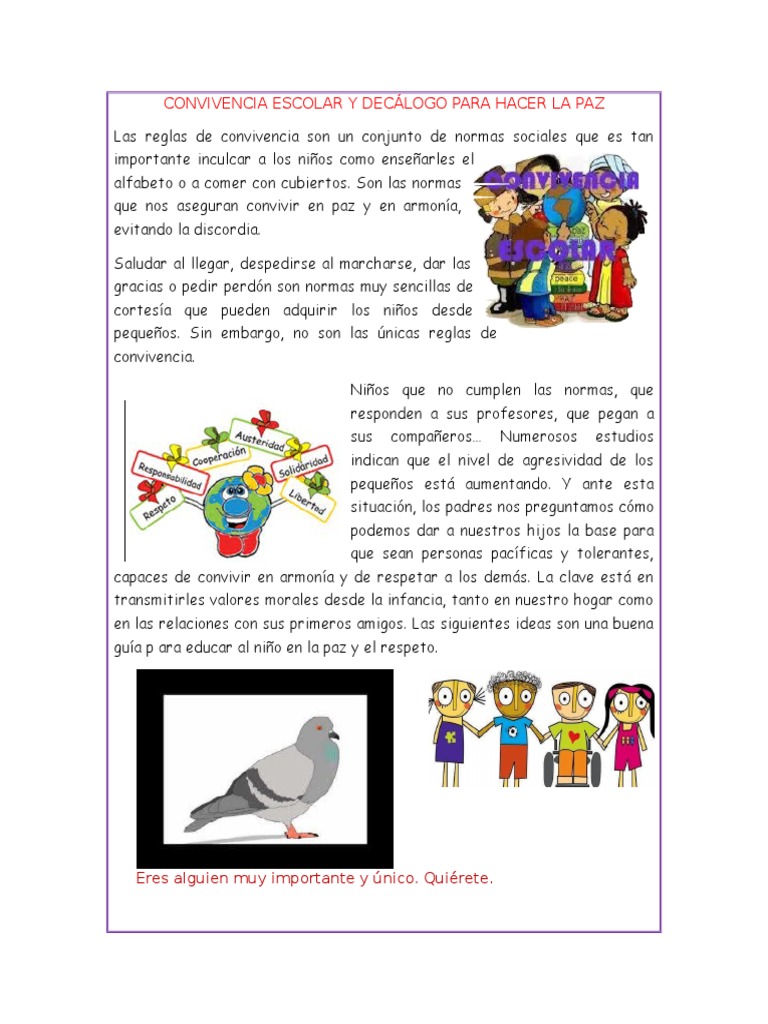 Convivencia Escolar y Decálogo para Hacer La Paz | PDF