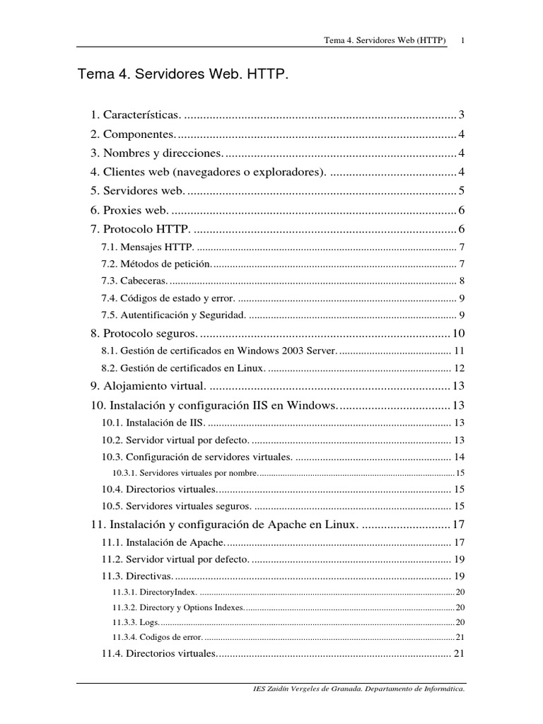 Sri - Tema 4 HTTP Rev 1.16 | PDF | Servidor web | Internet y web