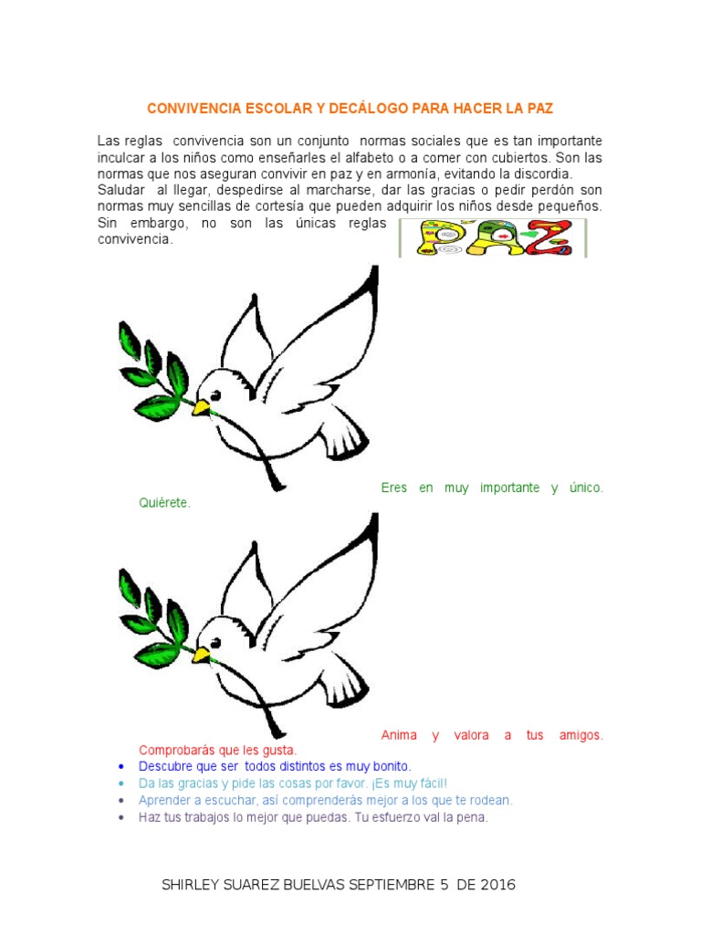 Decálogo Escolar para la Paz y Convivencia | PDF | Relaciones ...