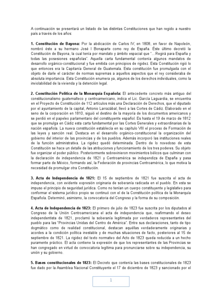 Historia de las Constituciones en Guatemala | PDF | Constitución ...