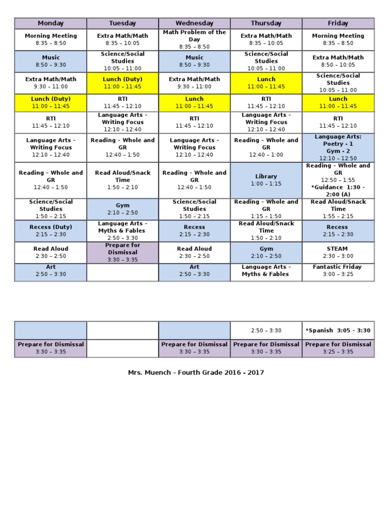 Schedule 2016-2017 | PDF | Language Arts & Discipline