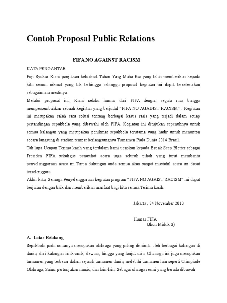 Contoh Proposal Public Relations