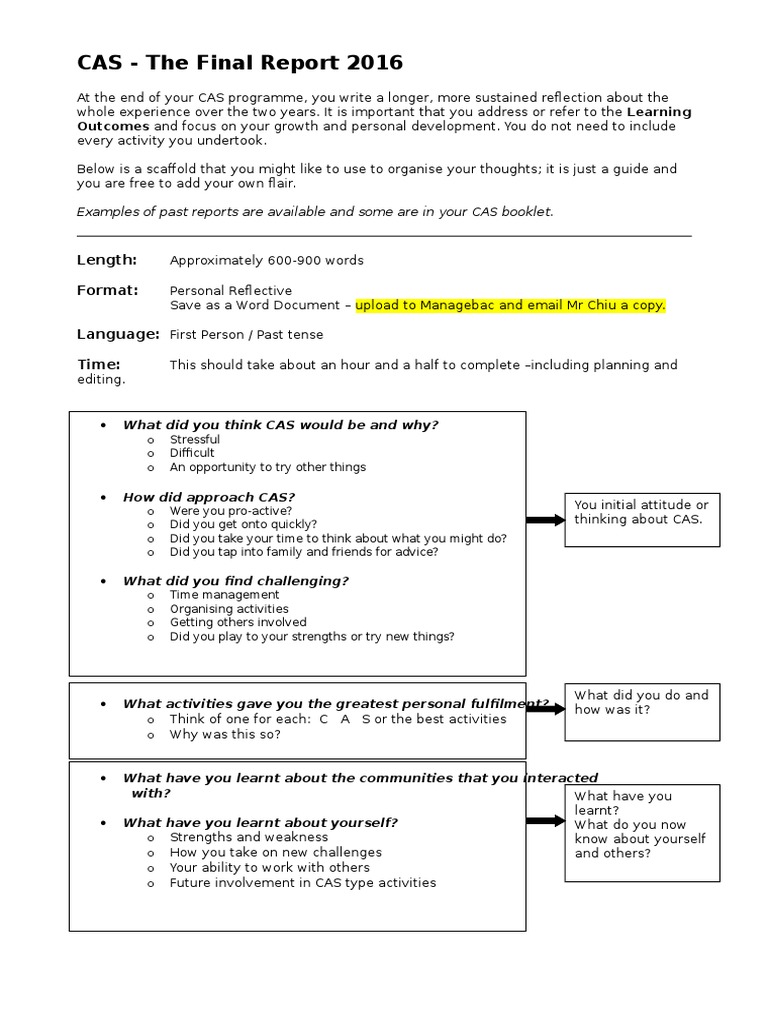 CAS Final Report Reflection 2016 | PDF