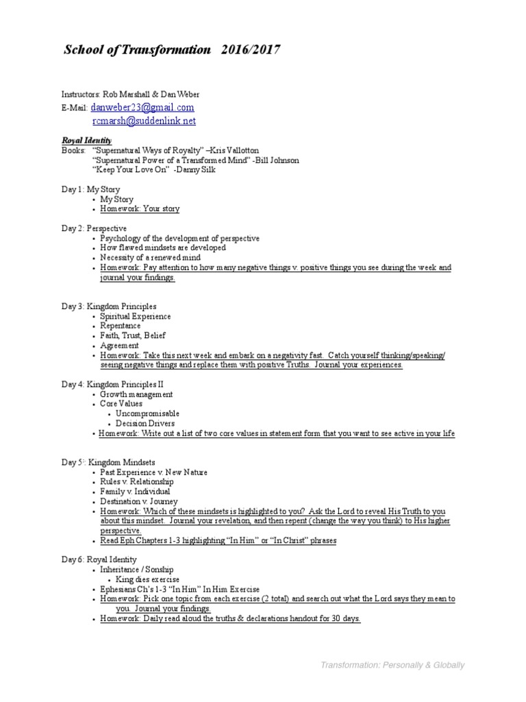 School Of Transformation Syllabus 2016 2017 Psychological - 