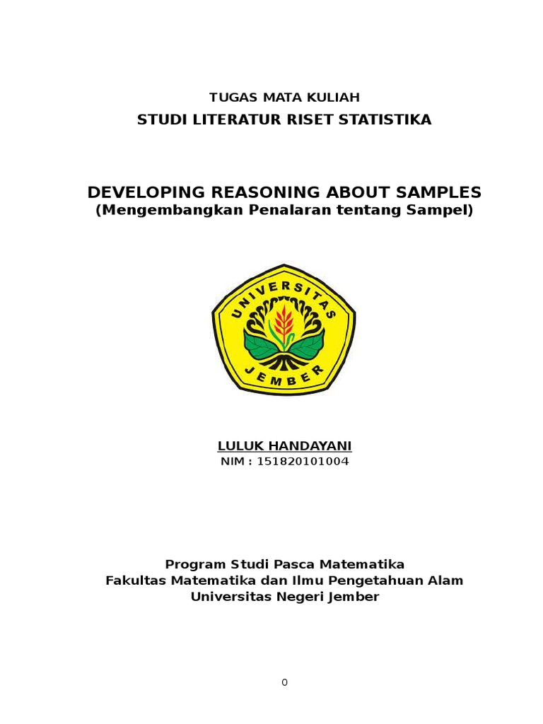 Studi Literatur Riset Statistika - 12 Developing Reasoning About ...