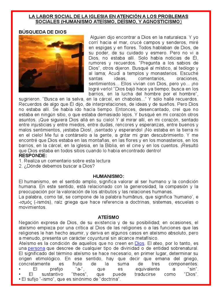 Labor Social de la Iglesia y Problemas Sociales | PDF | Ateísmo ...