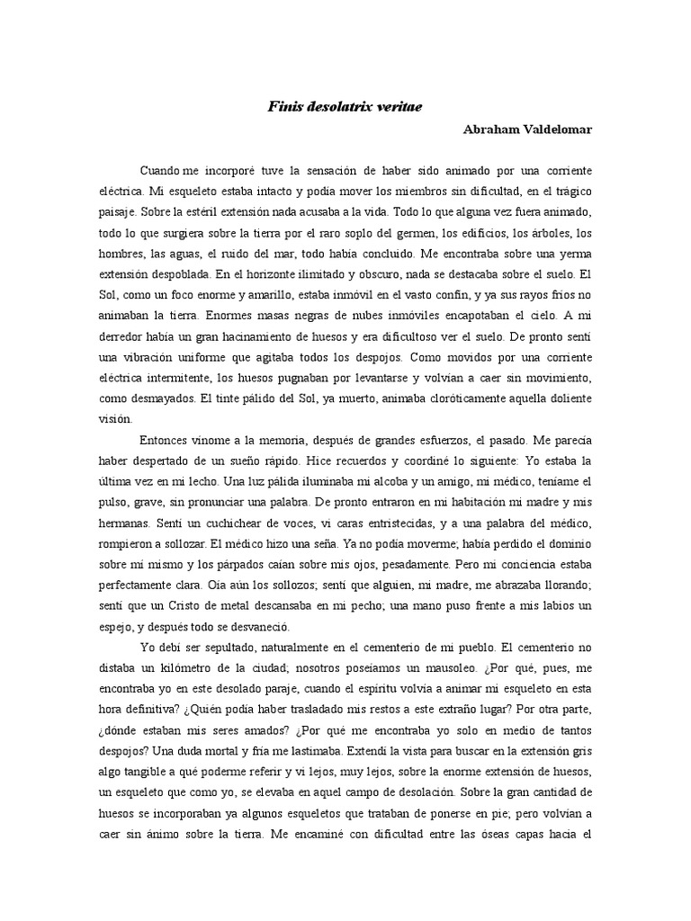 Abraham Valdelomar Finis Desolatrix Veritae PDF Cristo (título
