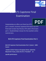 Student E Help - BUS 475 Capstone Final Examination Part 1 Questions With Answers