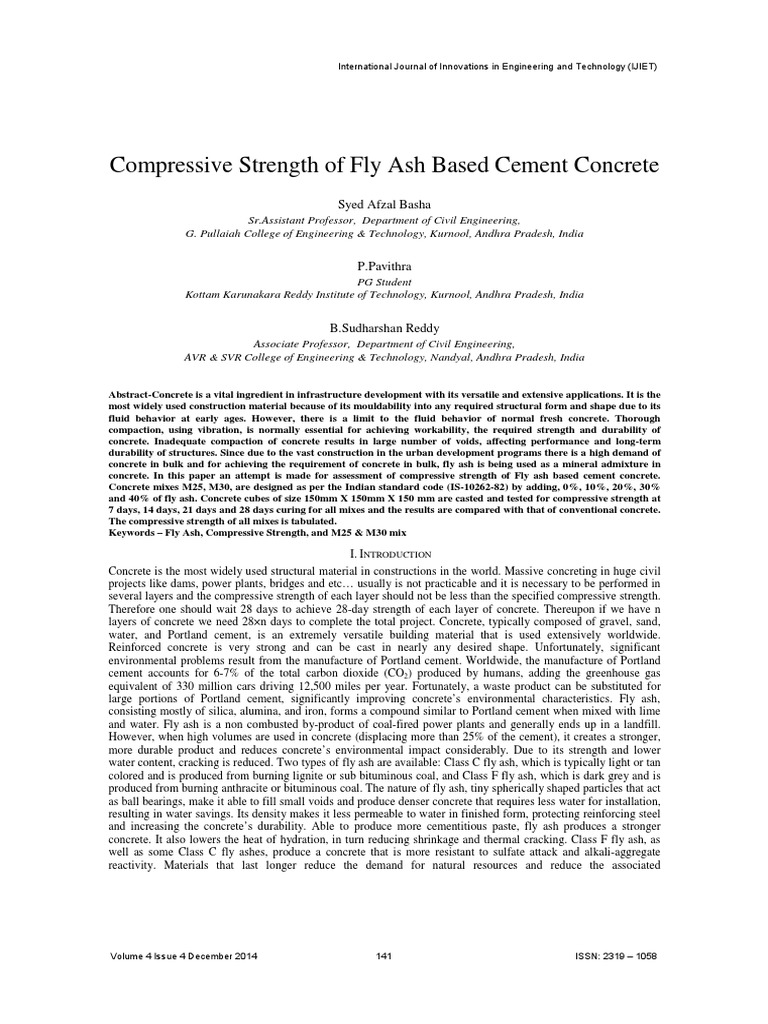 Fly Ash Impact on Concrete Strength | PDF | Fly Ash | Concrete