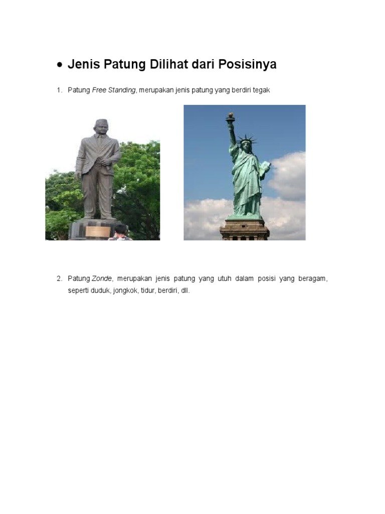 Jenis Patung Dilihat Dari Posisinya Jenis Patung Dilihat Dari Posisinya